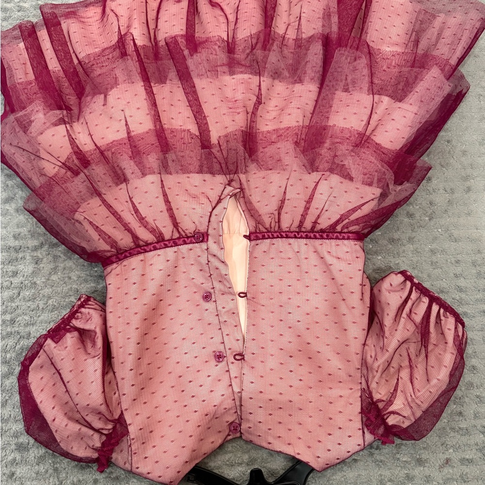 Janie and Jack Magenta Layered Tulle Dress with velvet Bow 5 - Picture 6 of 6